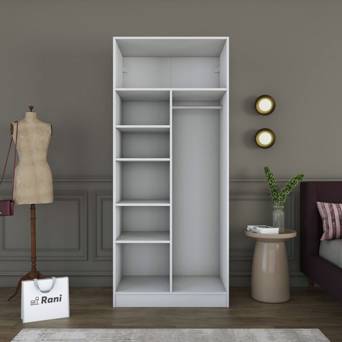 Hanah Home Armario Blanco con Estanterías Hanah Home Armario Blanco con Estanterías